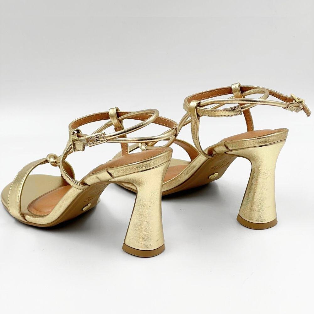 Sandália Vizzano Metalizada Salto Alto Feminina Dourado 4