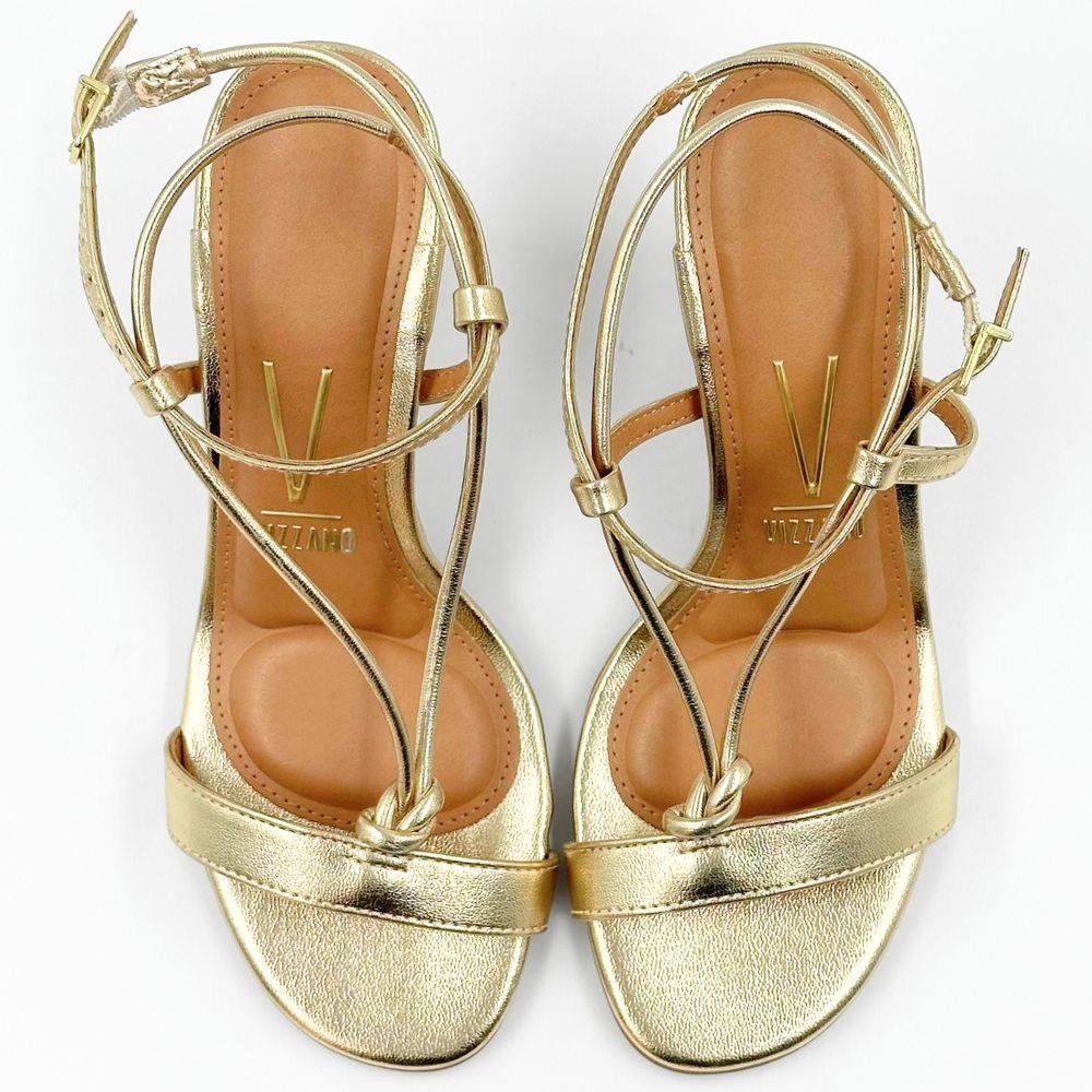 Sandália Vizzano Metalizada Salto Alto Feminina Dourado 5
