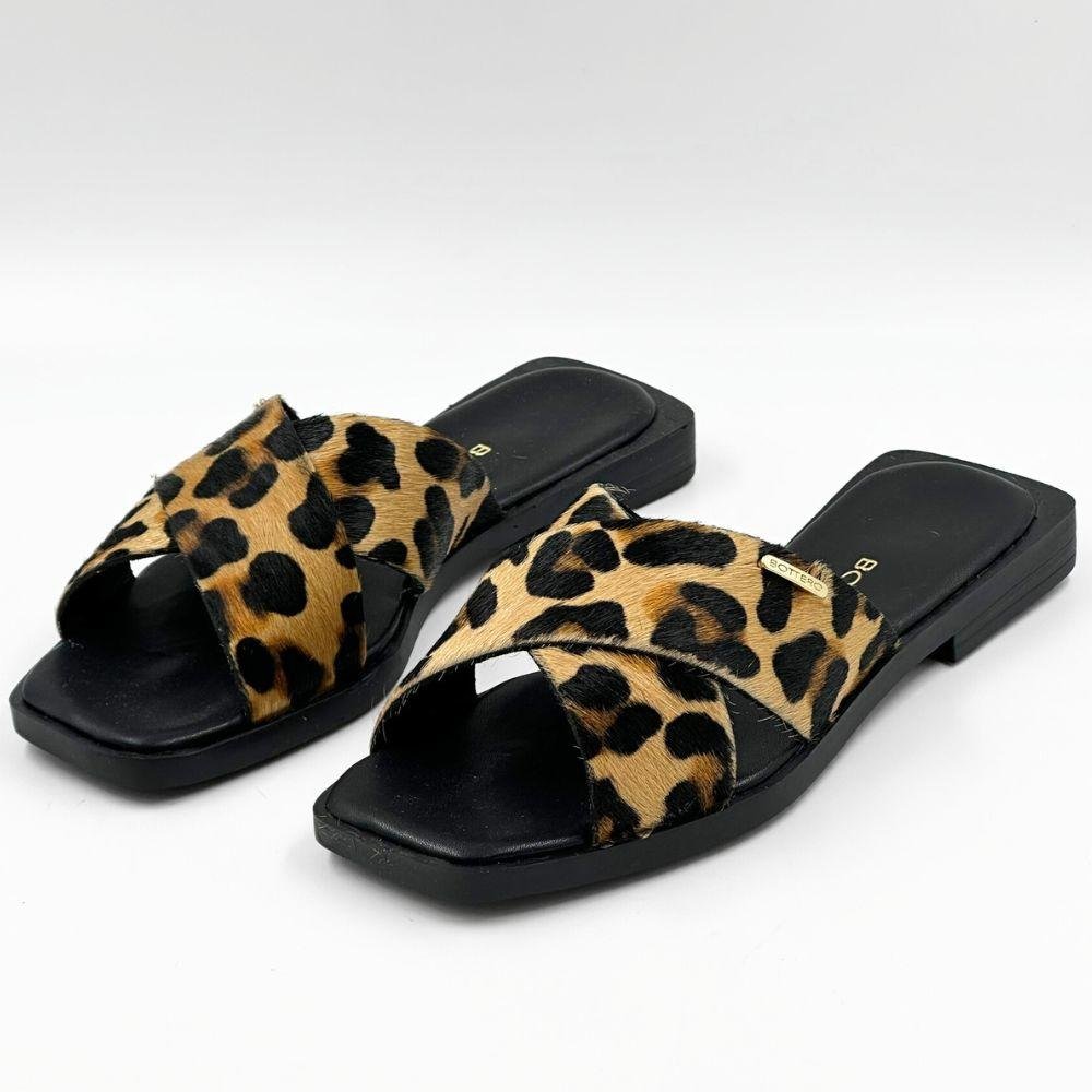 Tamanco Bottero Slide Rasteira Feminino Onça 2