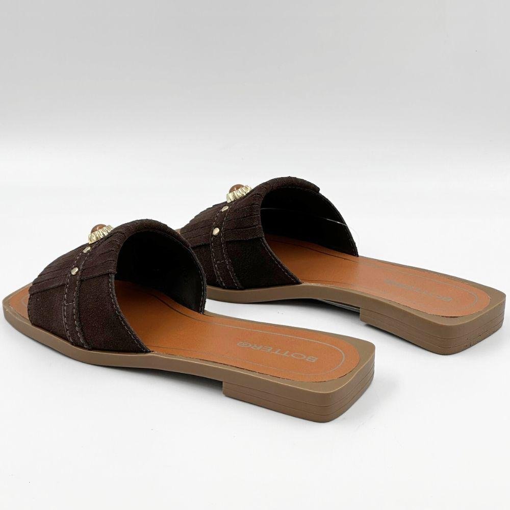 Tamanco Bottero Rasteira Slide em Camurça Feminino Café 3