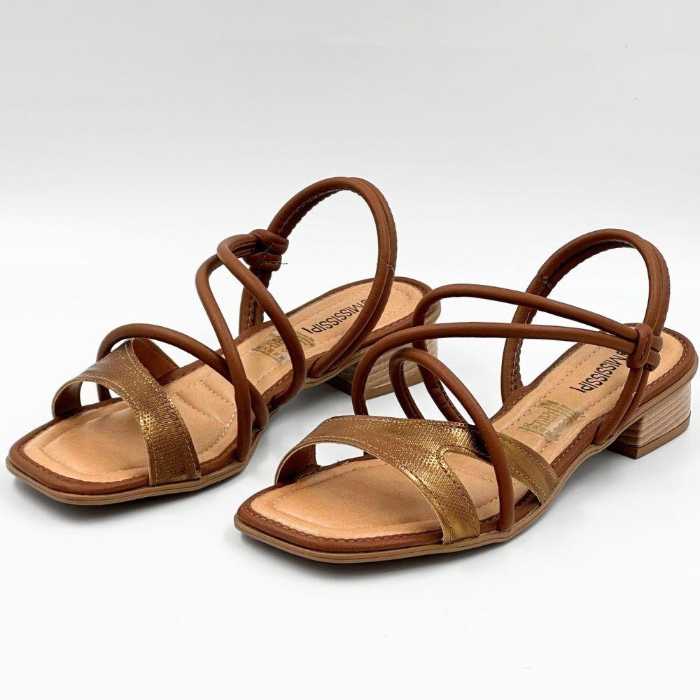 Sandália Mississipi Salto Baixo Casual Feminina Tabaco 2