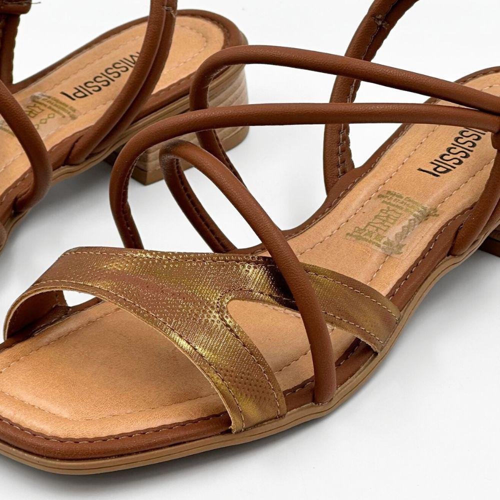 Sandália Mississipi Salto Baixo Casual Feminina Tabaco 3