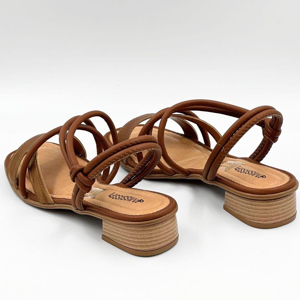 Sandália Mississipi Salto Baixo Casual Feminina Tabaco 4