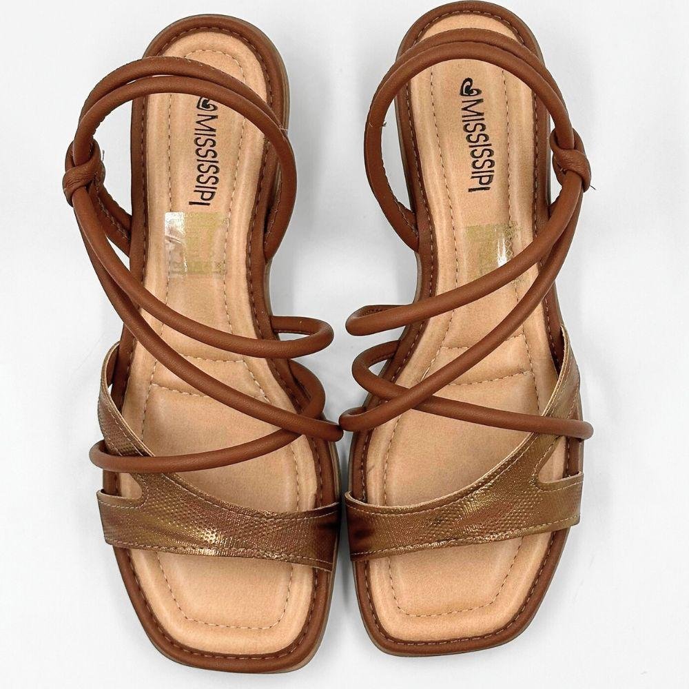 Sandália Mississipi Salto Baixo Casual Feminina Tabaco 5