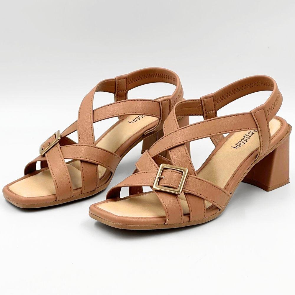 Sandália Mississipi Salto Alto Casual Feminina Mocca 2