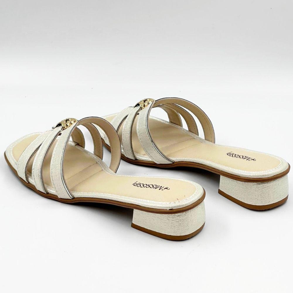 Tamanco Mississipi Slide Salto Baixo Feminino Prata 4