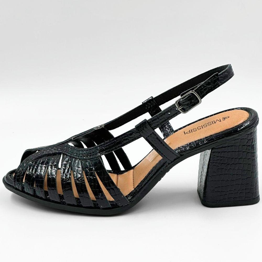 Sandália Mississipi Casual em Verniz Salto Alto Feminina