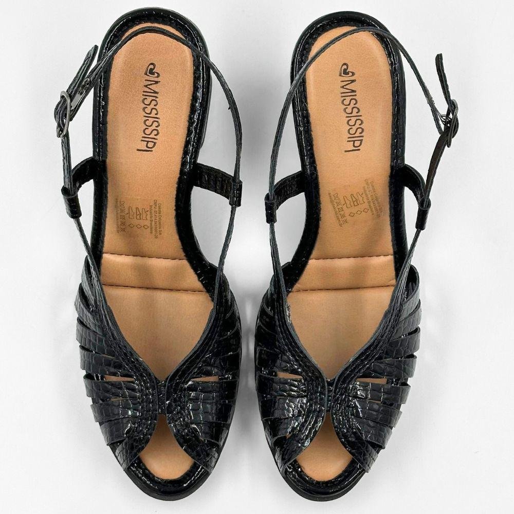 Sandália Mississipi Casual em Verniz Salto Alto Feminina Preto 5