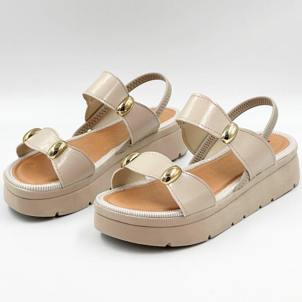 Sandália Mississipi Flatform Casual com Metalizado Feminina Marfim 2