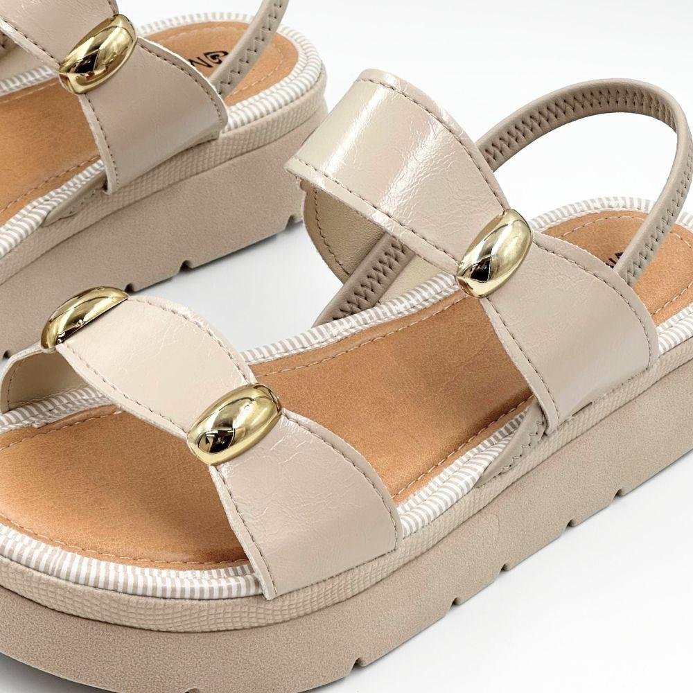 Sandália Mississipi Flatform Casual com Metalizado Feminina Marfim 3