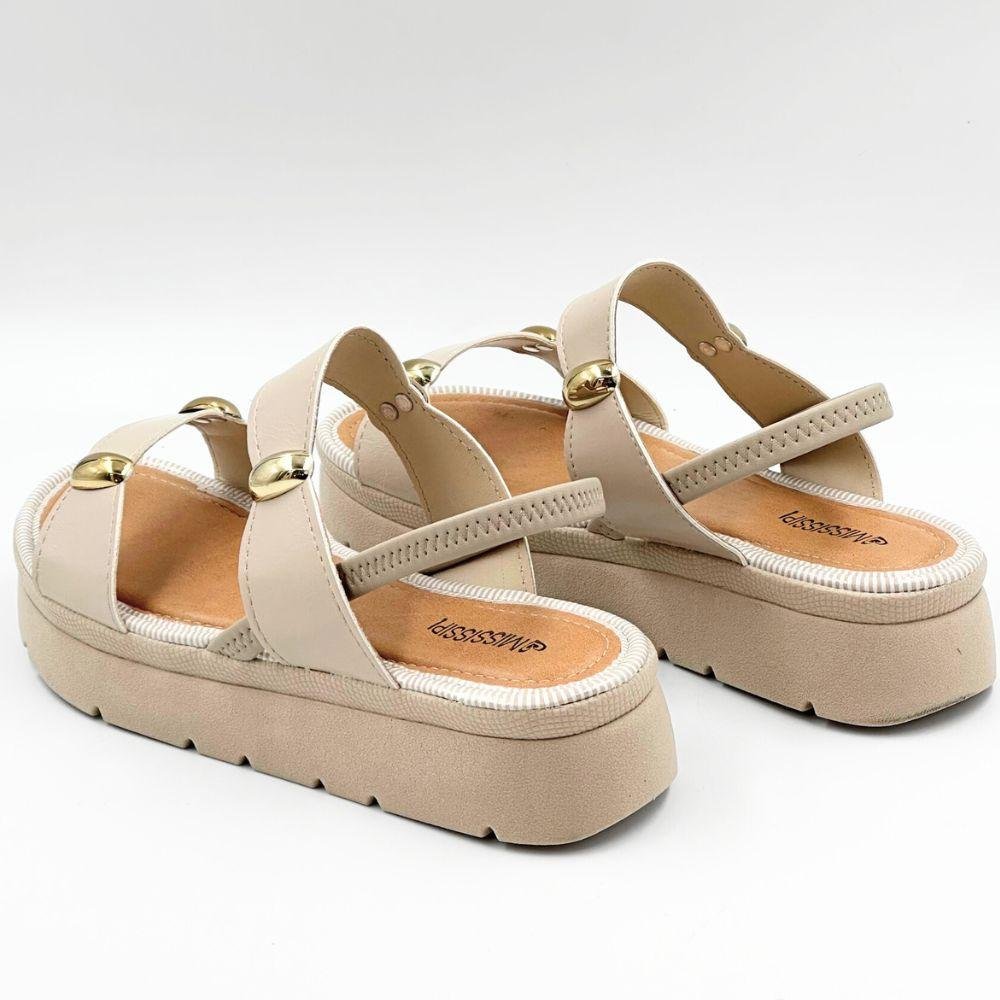 Sandália Mississipi Flatform Casual com Metalizado Feminina Marfim 4