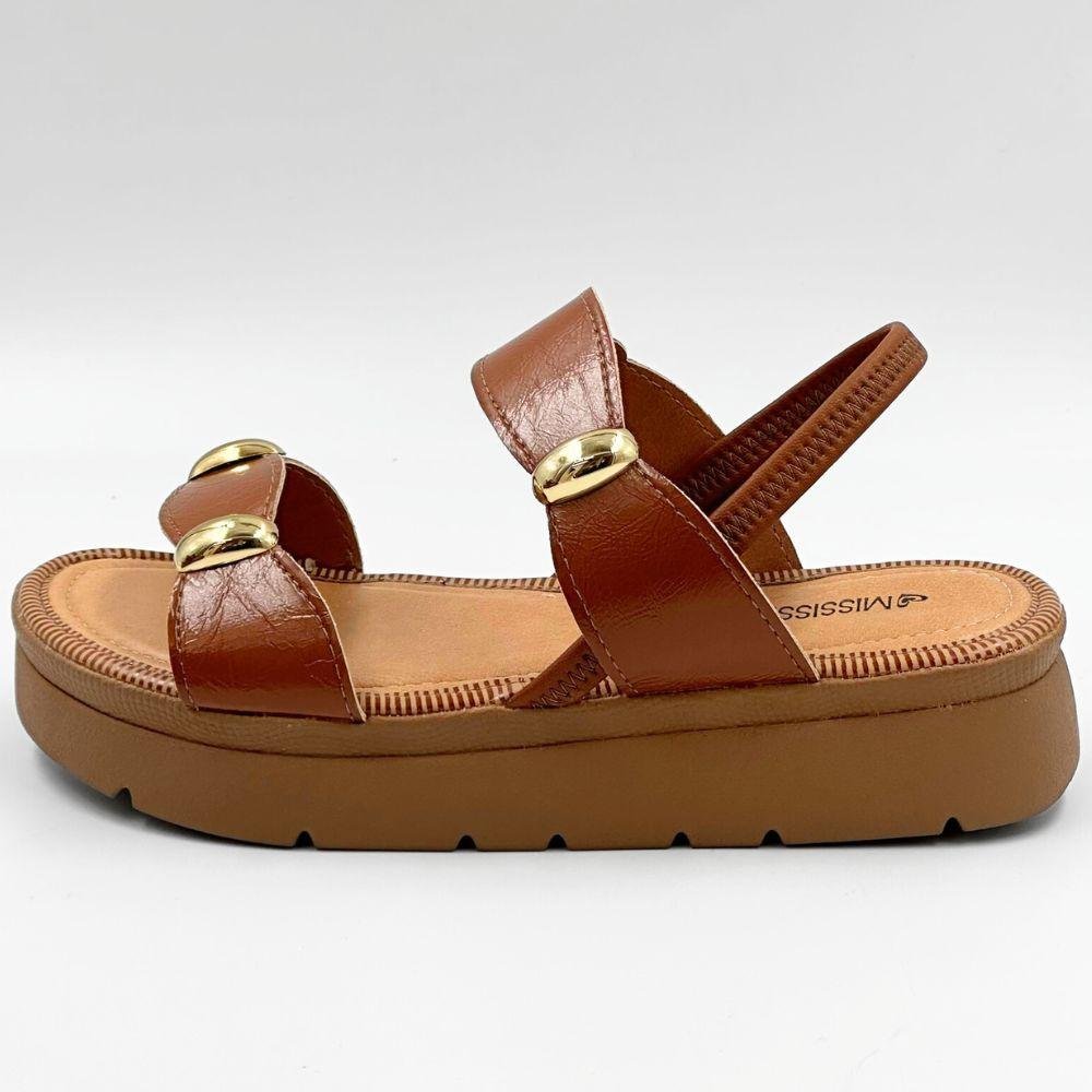 Sandália Mississipi Flatform Casual com Metalizado Feminina