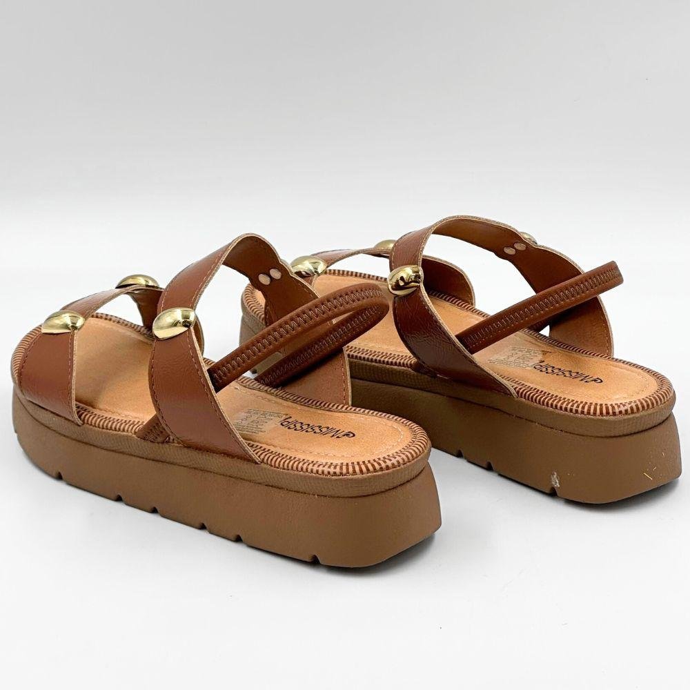 Sandália Mississipi Flatform Casual com Metalizado Feminina Tabaco 4