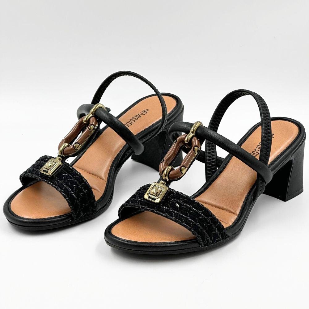 Sandália Mississipi Salto Alto Casual Feminina Preto 2