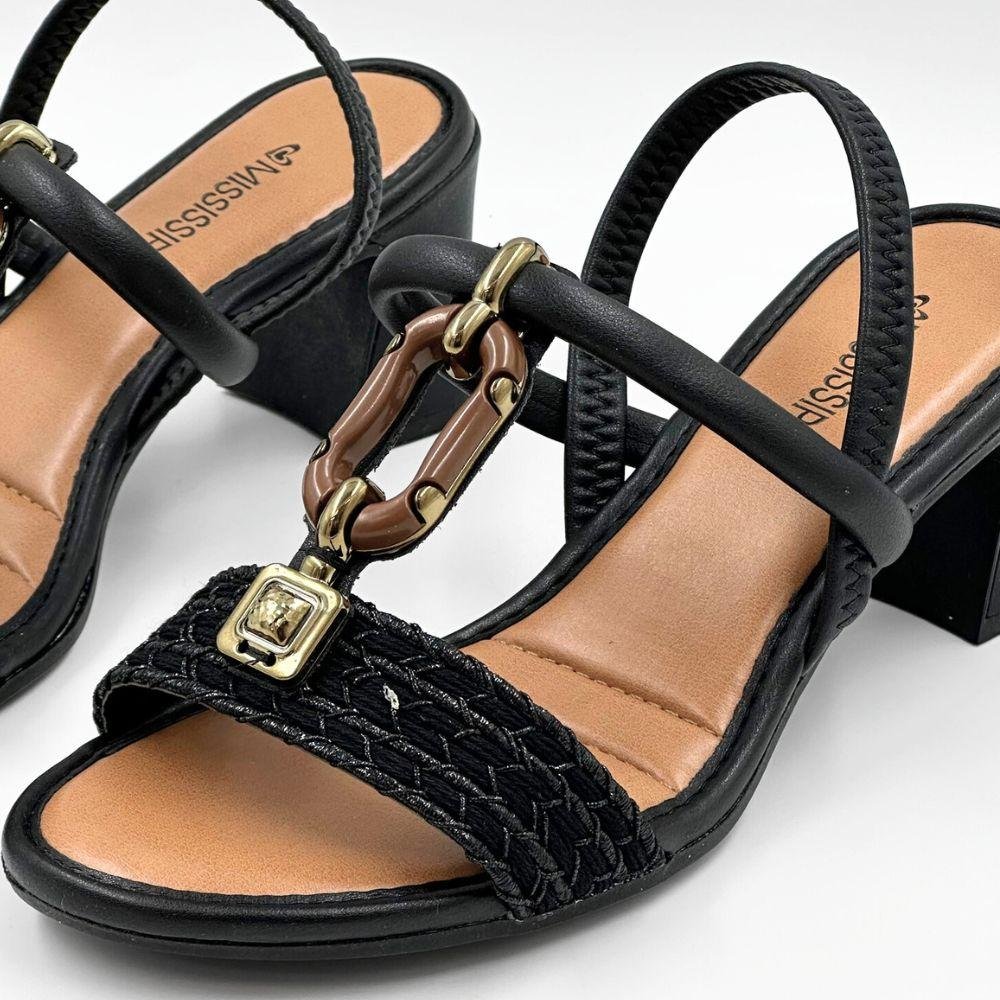 Sandália Mississipi Salto Alto Casual Feminina Preto 3