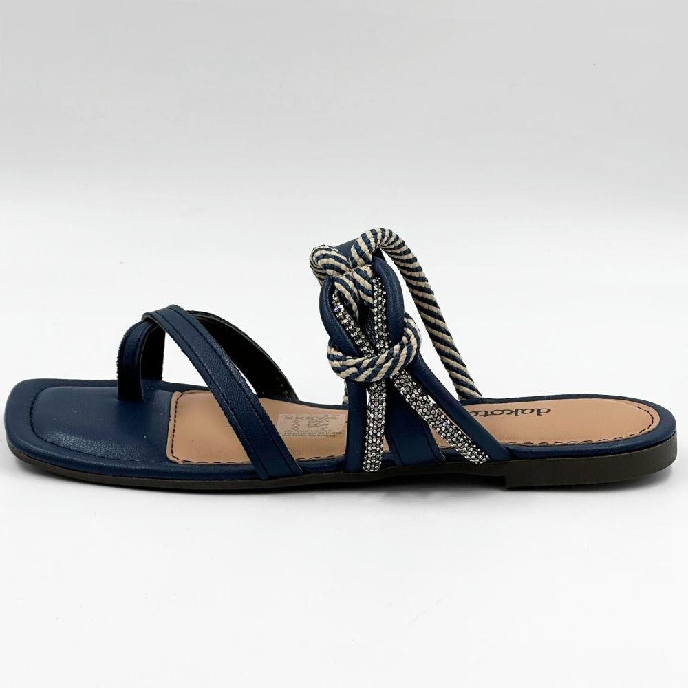 Tamanco Dakota Rasteira Slide Feminino Natural/Marinho 1