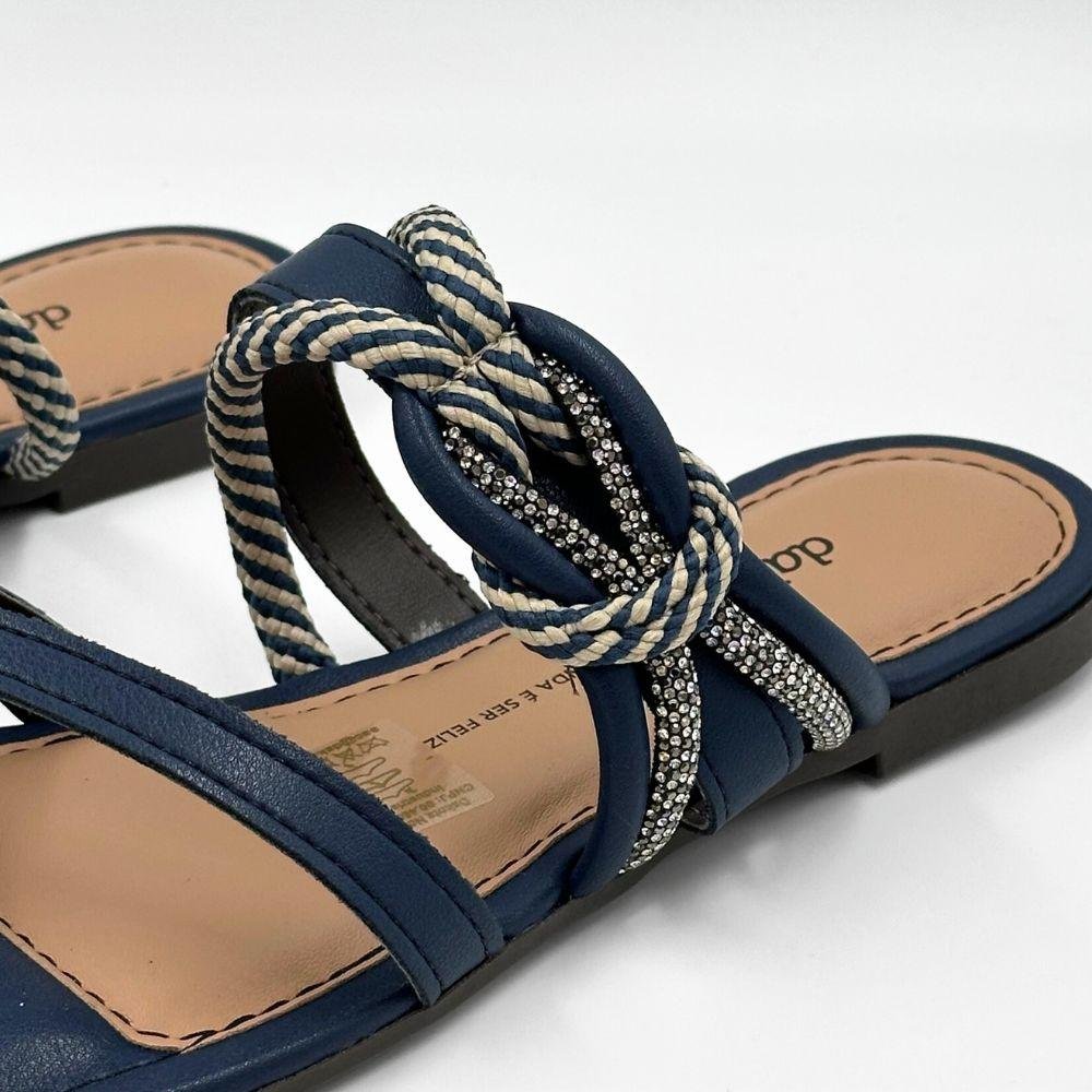 Tamanco Dakota Rasteira Slide Feminino Natural/Marinho 3