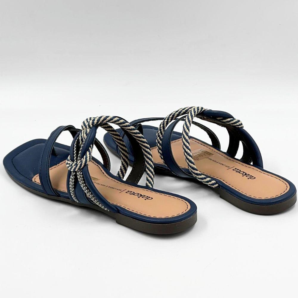 Tamanco Dakota Rasteira Slide Feminino Natural/Marinho 4