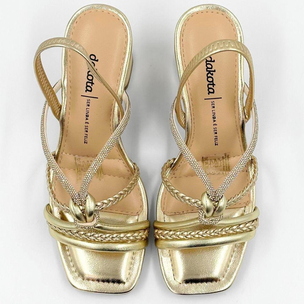 Sandália Dakota Casual Salto Bloco Feminina Champagne/Ouro 5