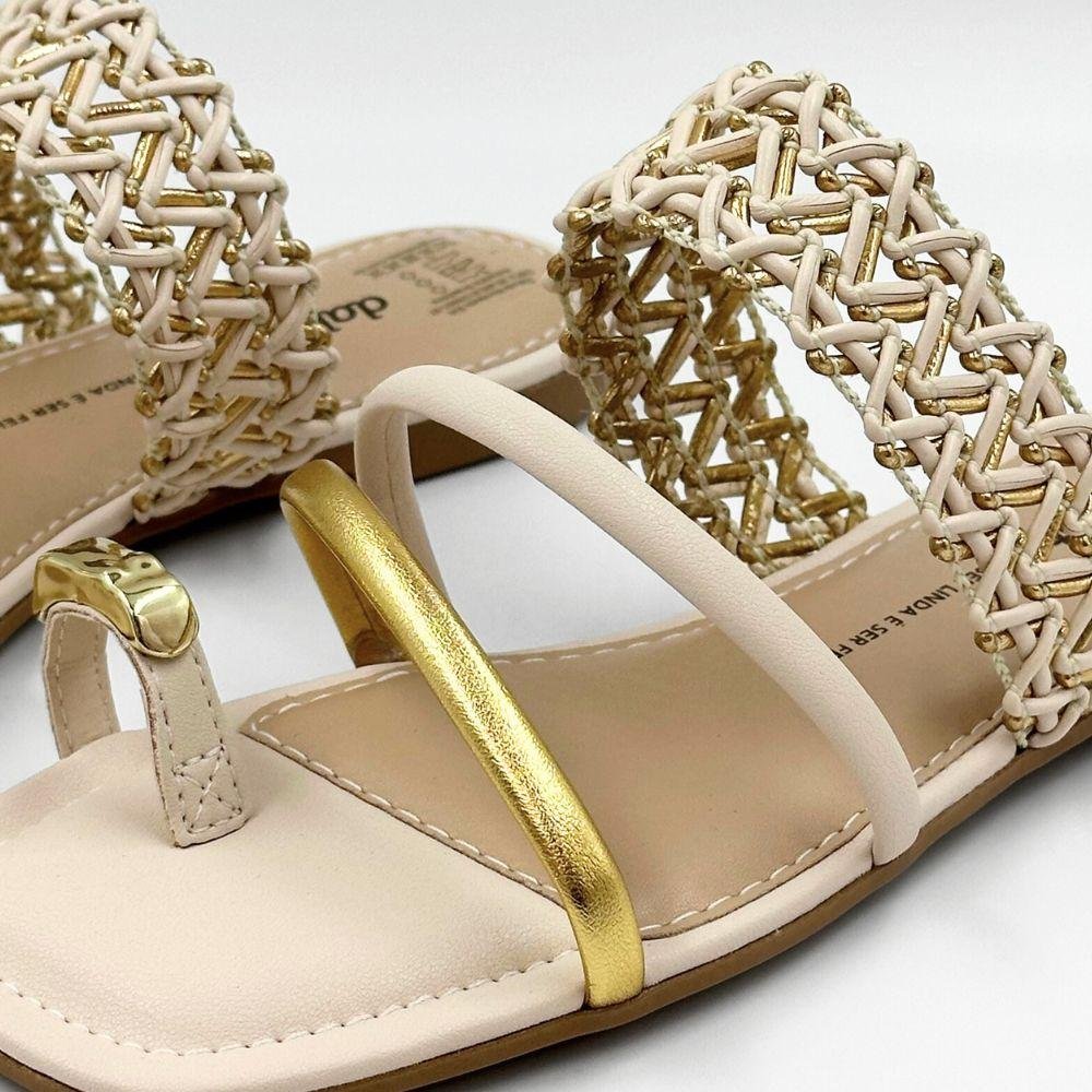 Tamanco Dakota Slide Rasteira Feminino Bege/Dourado 3