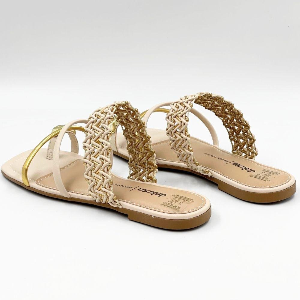 Tamanco Dakota Slide Rasteira Feminino Bege/Dourado 4