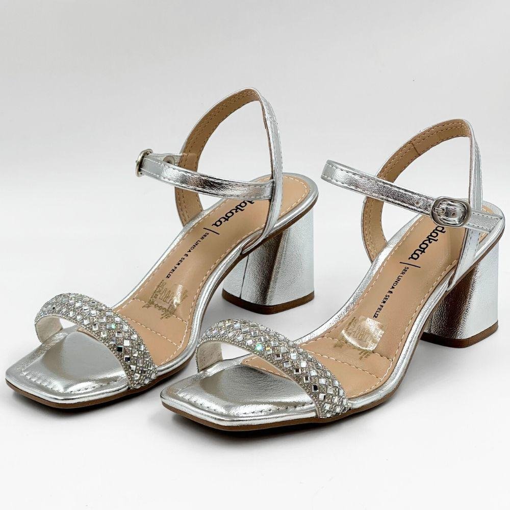 Sandália Dakota Casual Metalizada Salto Alto Feminina Prata 2