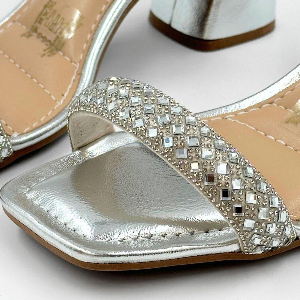 Sandália Dakota Casual Metalizada Salto Alto Feminina Prata 3