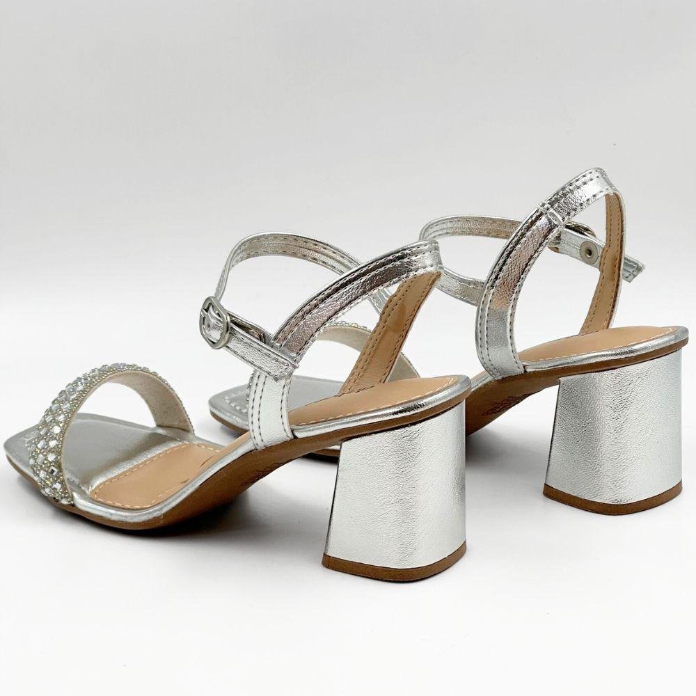 Sandália Dakota Casual Metalizada Salto Alto Feminina Prata 4