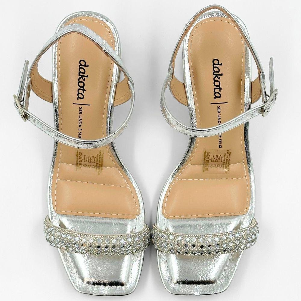 Sandália Dakota Casual Metalizada Salto Alto Feminina Prata 5