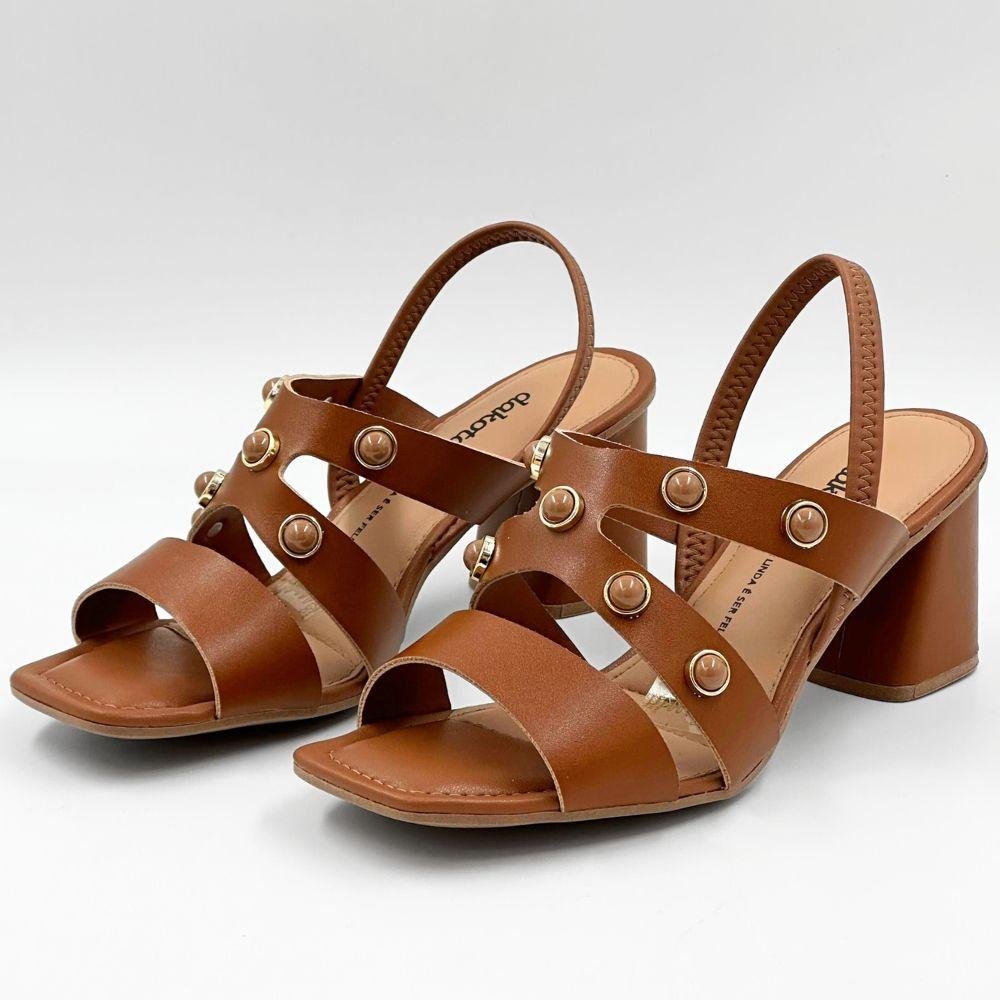 Sandália Dakota Casual Salto Alto Feminina Caramelo 2