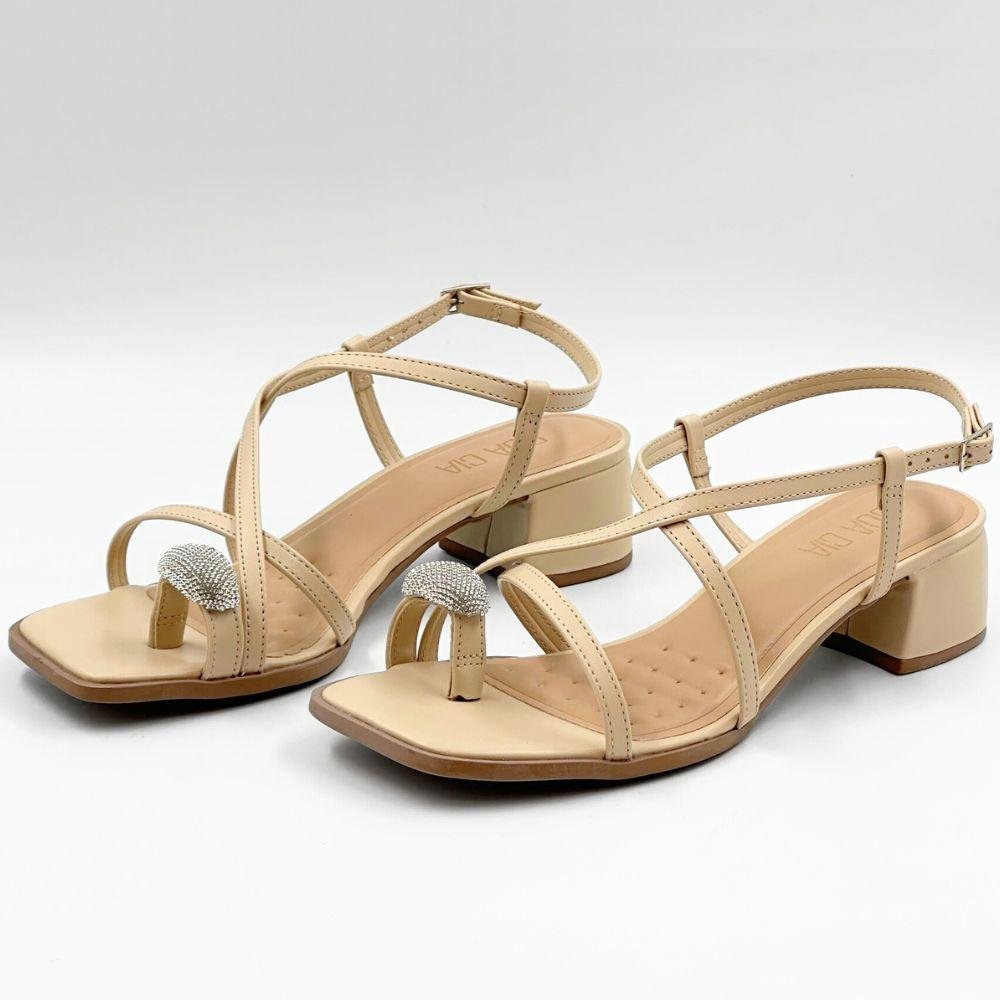 Sandália Sua Cia Casual Salto Bloco Feminina Areia 2