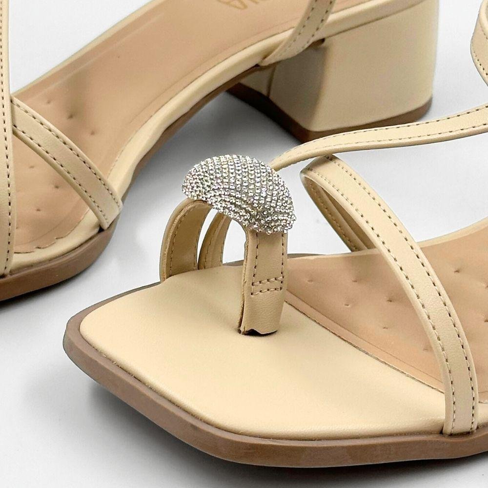 Sandália Sua Cia Casual Salto Bloco Feminina Areia 3