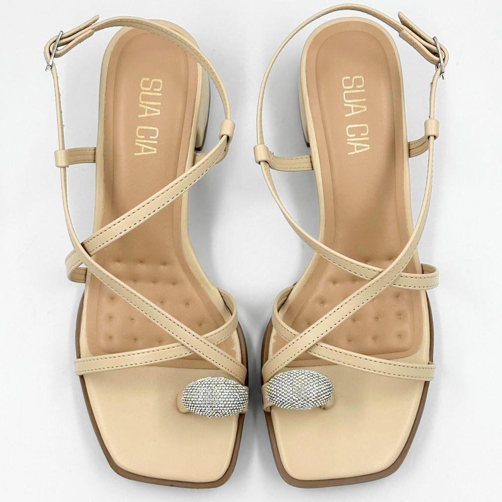 Sandália Sua Cia Casual Salto Bloco Feminina Areia 5
