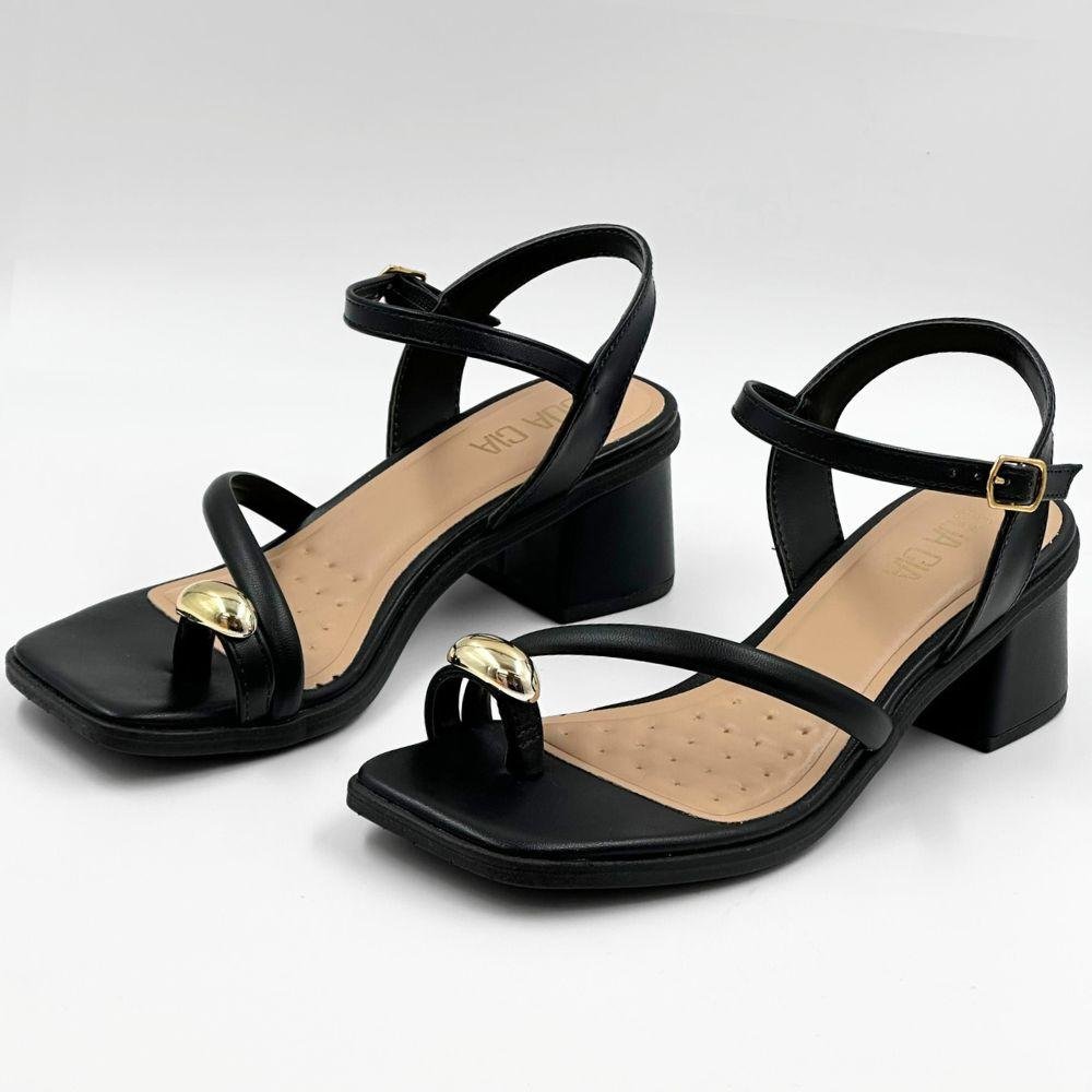 Sandália Sua Cia Salto Bloco Casual Feminina Preto 2