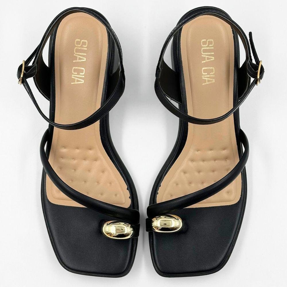 Sandália Sua Cia Salto Bloco Casual Feminina Preto 5