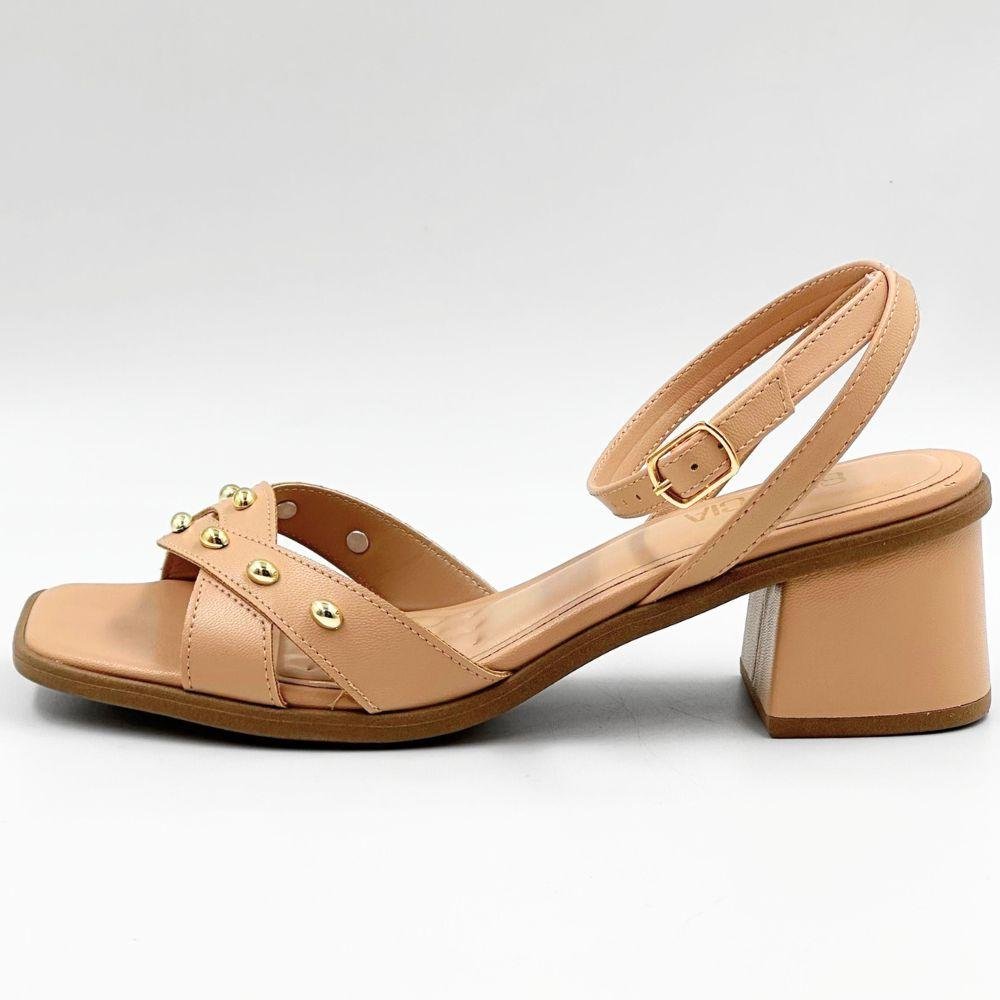 Sandália Sua Cia com Aplicações Casual Salto Bloco Feminina