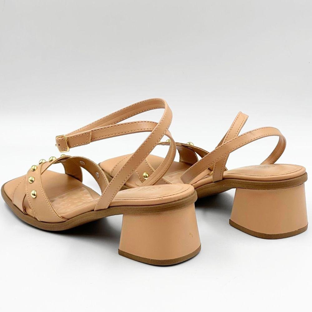 Sandália Sua Cia com Aplicações Casual Salto Bloco Feminina Natural 3
