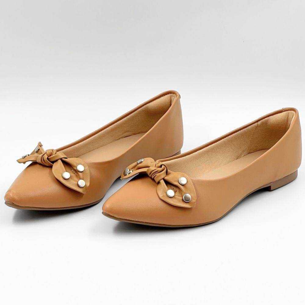 Sapatilha Sua Cia Bico Fino com Laço Feminina Bege 2