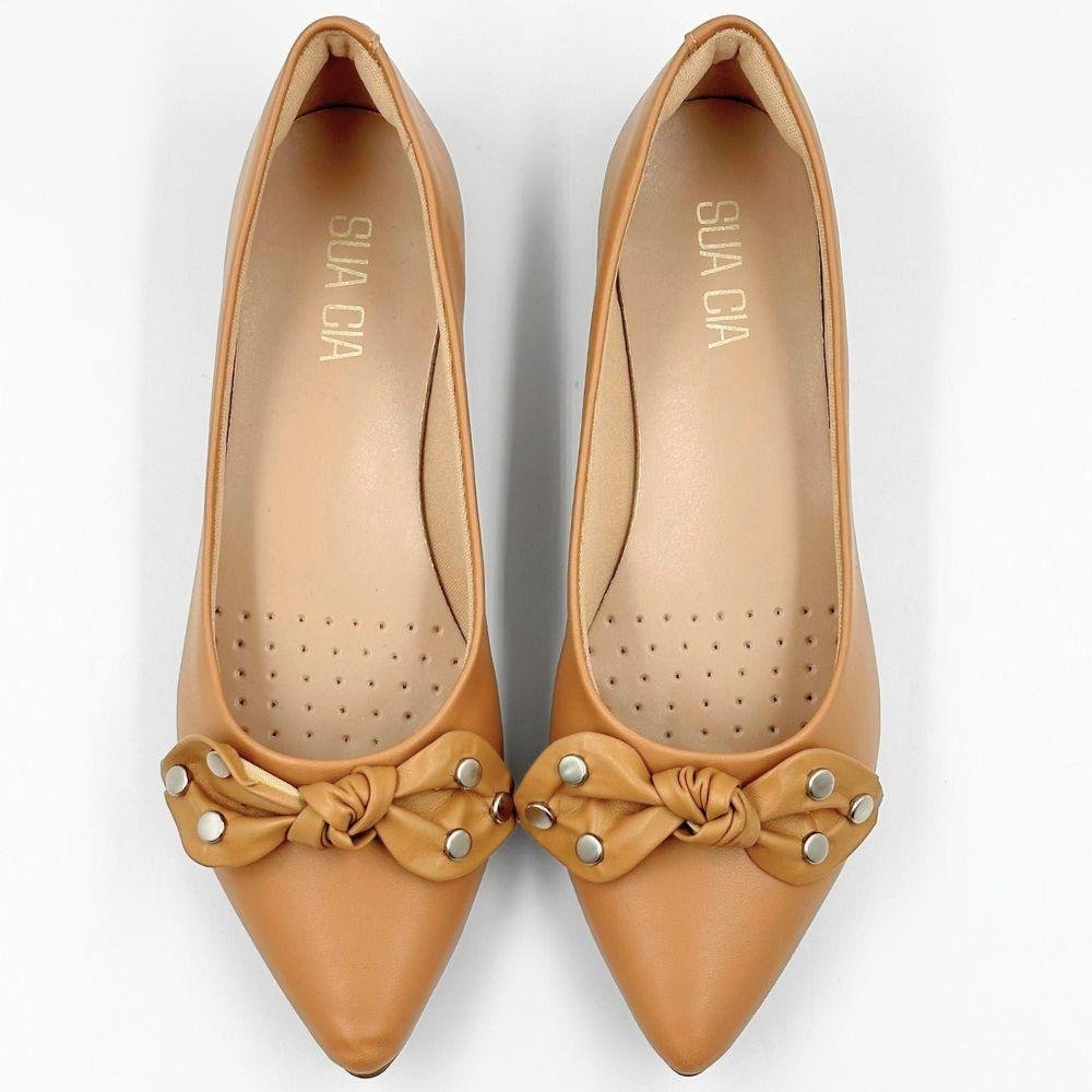 Sapatilha Sua Cia Bico Fino com Laço Feminina Bege 4