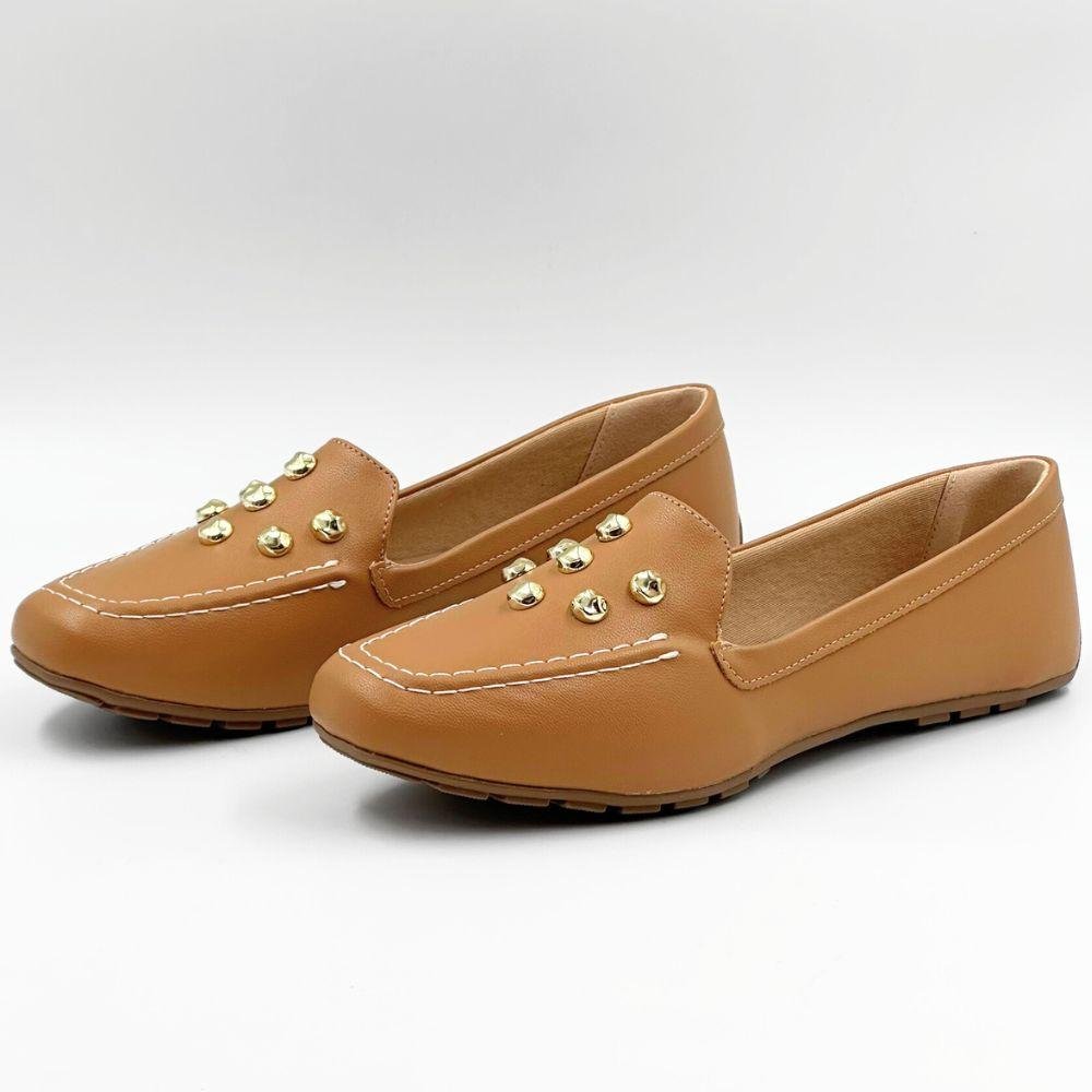 Sapato Sua Cia Mocassim com Aplicações Feminino Marrom 2