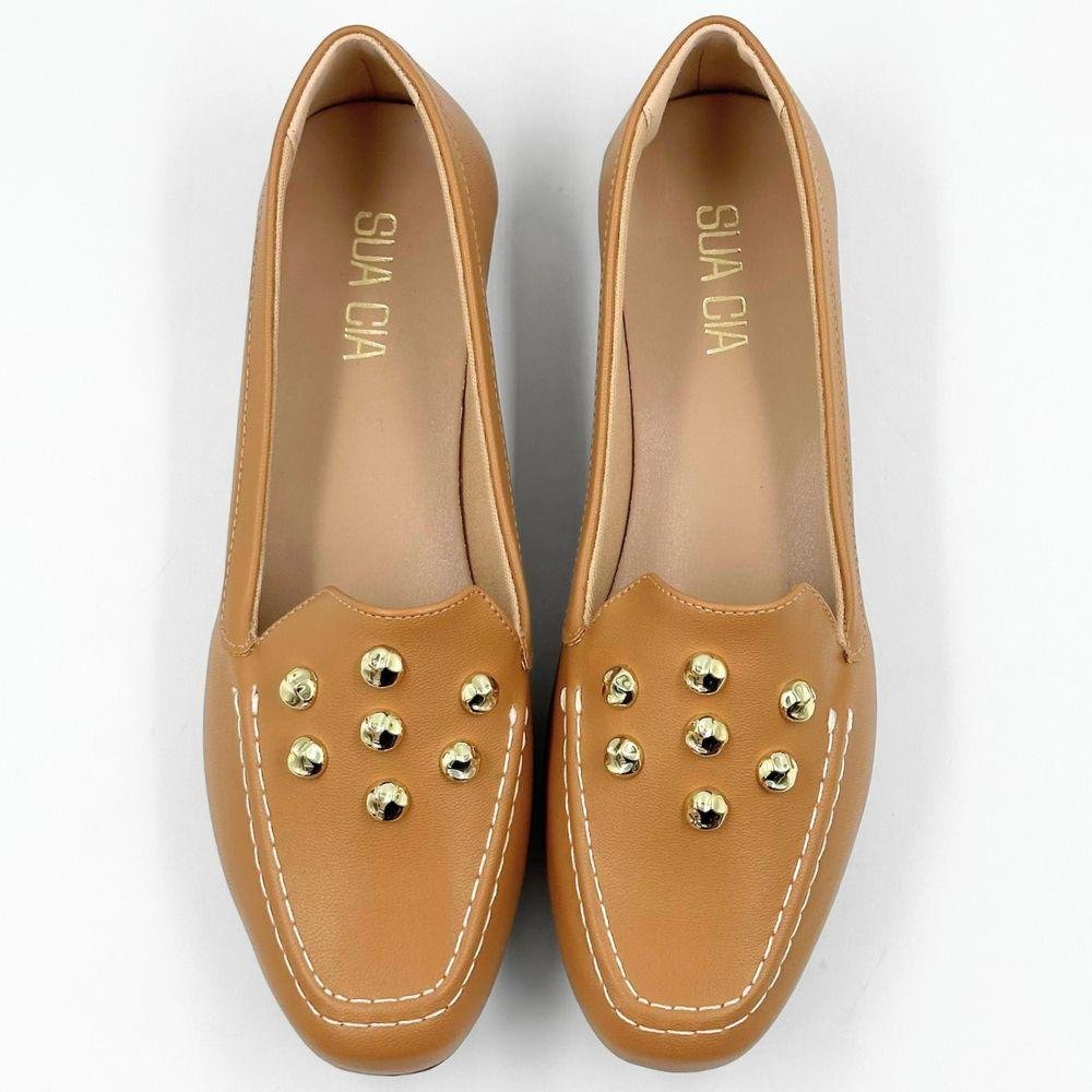 Sapato Sua Cia Mocassim com Aplicações Feminino Marrom 4