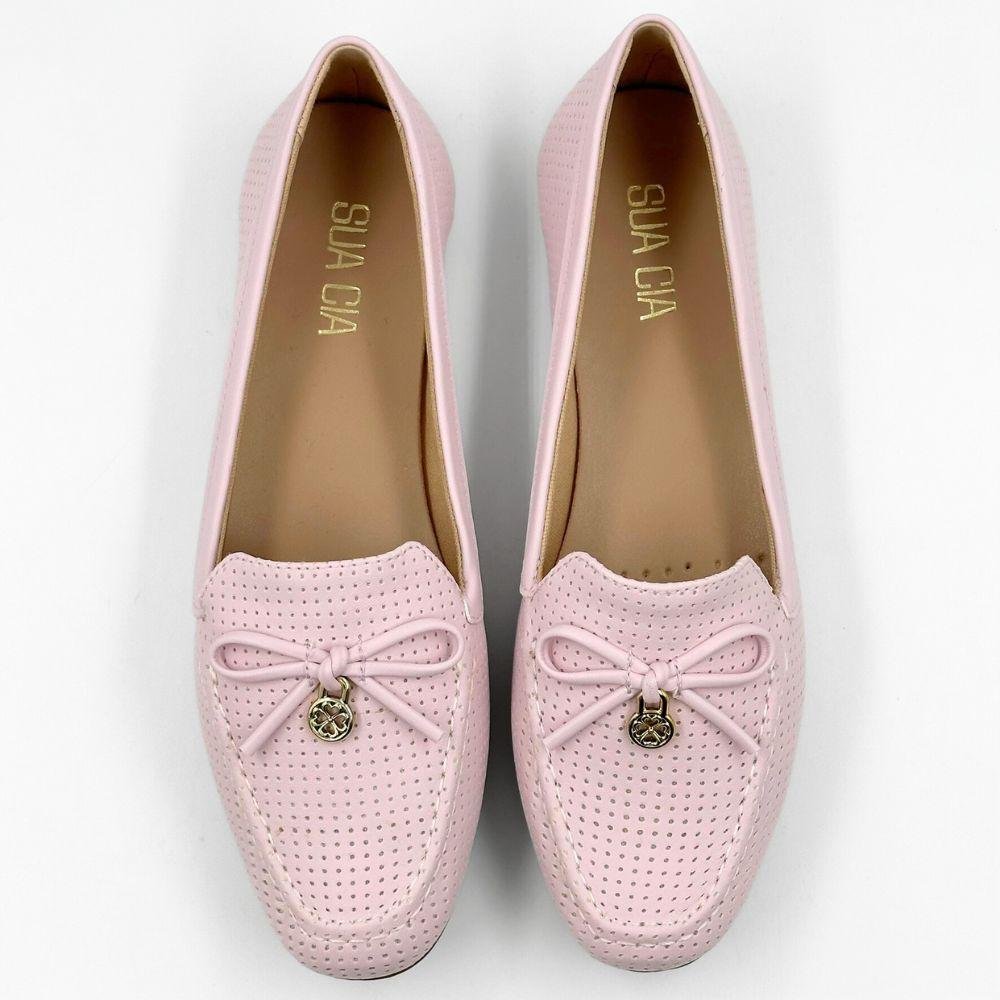 Sapato Sua Cia Mocassim com Laço Feminino Rosa Bebê 4