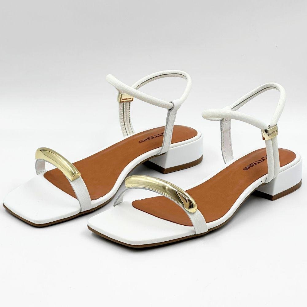 Sandália Bottero Casual Salto Baixo Feminina Branco 2