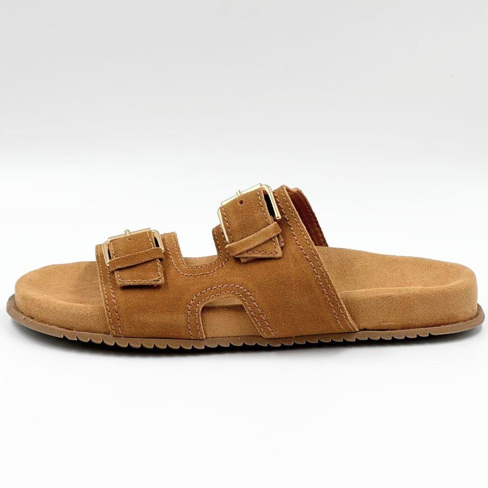 Tamanco Bottero Slide Rasteira em Camurça com Fivela Feminino