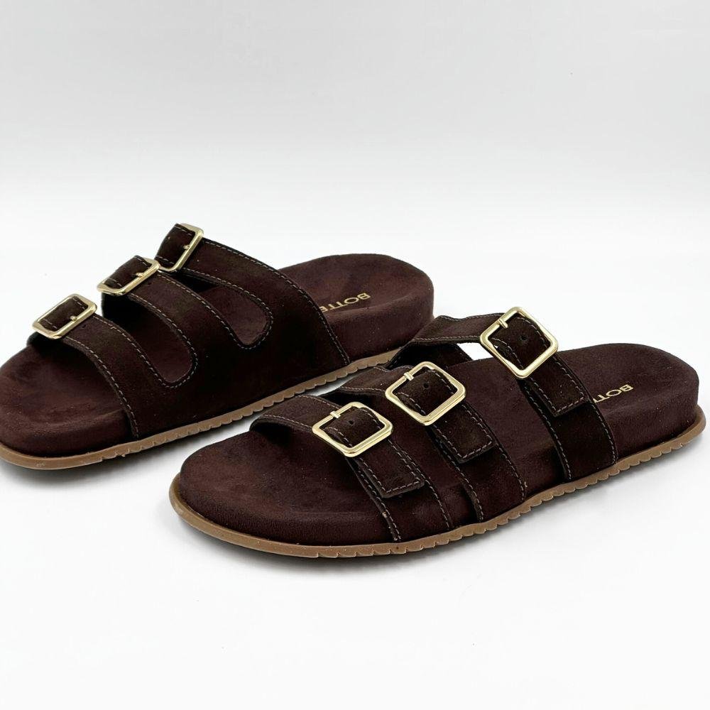 Tamanco Bottero Rasteira Slide em Camurça Feminino Café 2