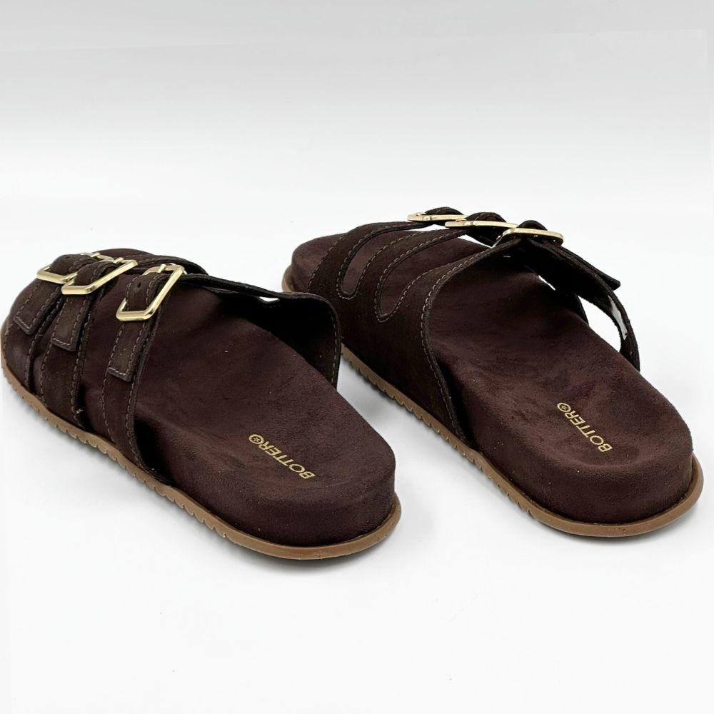 Tamanco Bottero Rasteira Slide em Camurça Feminino Café 3