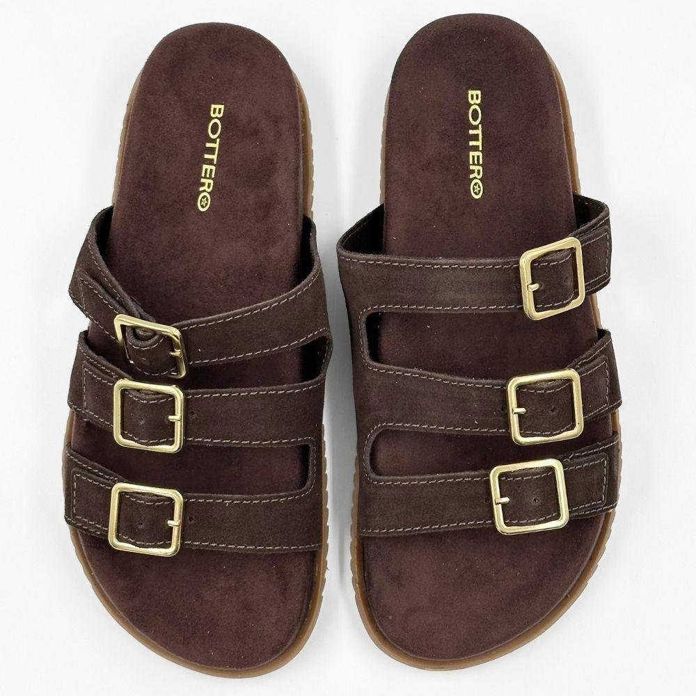 Tamanco Bottero Rasteira Slide em Camurça Feminino Café 4