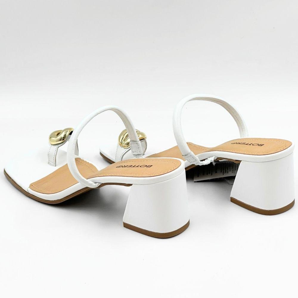 Tamanco Bottero Casual Salto Bloco Feminino Branco 3