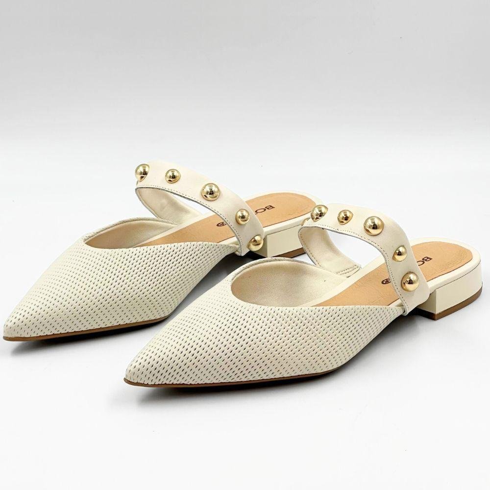 Mule Bottero Casual Bico Fino Feminino Off White 2