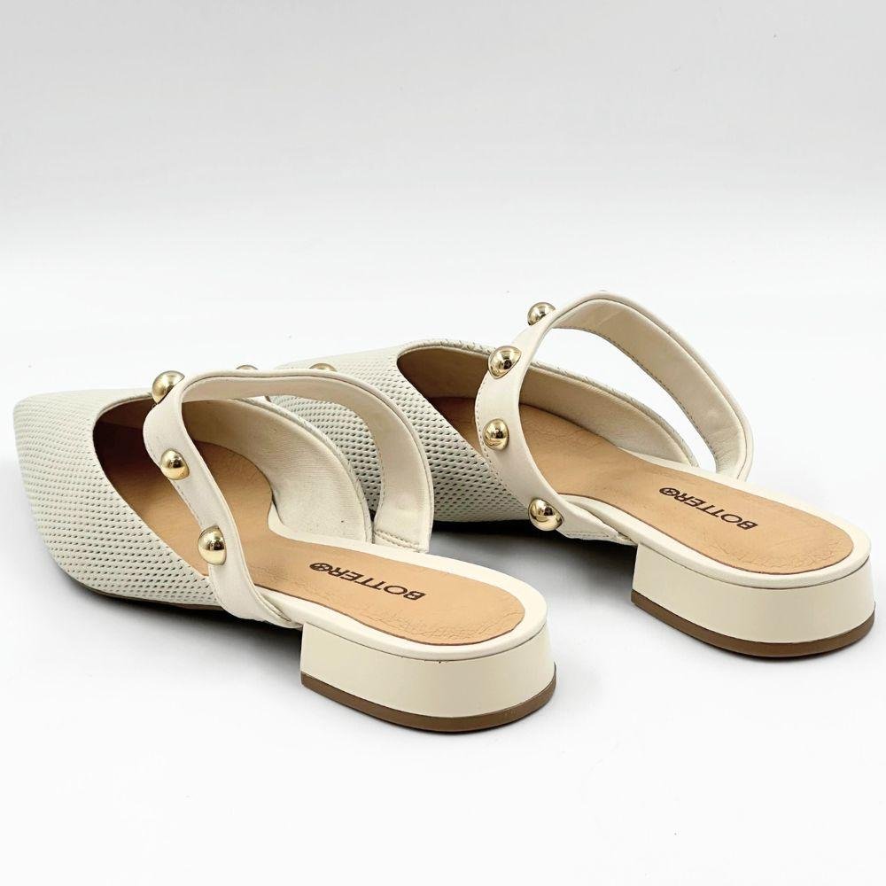 Mule Bottero Casual Bico Fino Feminino Off White 4